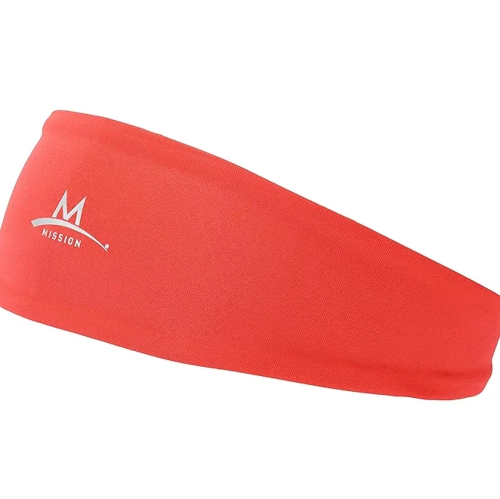 Mission Enduracool Lockdown Reversible Cooling Headband, Coral/Grey, OS Each NWT
